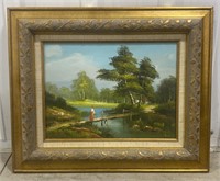 (AR) 
Framed Portrait of Riverside Scenery by