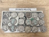 Lot 18 Pre 1964 silver quarters US coins