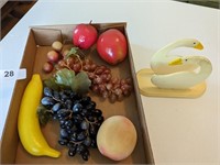 Artificial Fruit + Swan Napkin Holder
