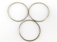 Pair of 3 bangled Sterling silver bracelets, 4.9 g