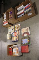 4 BOXES OF ASSORTED COOKBOOKS AND NOVELS
