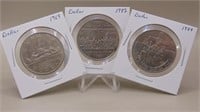 (3) Canadian Nickel Dollars 1969, 1982, 1984