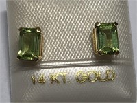 $200. 14 Kt Gold Peridot Earrings