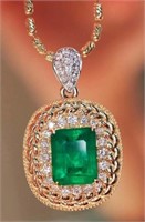 1.87ct Afghanistan Emerald Pendant 18K Gold