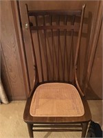 VINTAGE WOOD CANE BOTTOM CHAIR