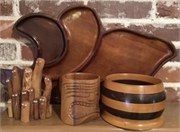 LOT OF ASSORTED WOOD HAND CRAFTED PIECES