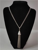 Vintage Monet Silver Tassel Necklace