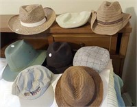 Men's hats, 3 straw, 2 Tams, 2 dress, one ball cap