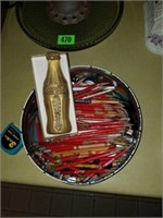 Vintage lot of Coca-Cola Thermometer & Pencils