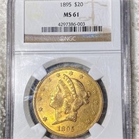 1895 $20 Gold Double Eagle NGC - MS61