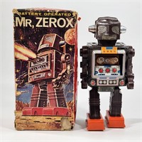 BATTERY OPERATED MR. ZEROX TIN PLASTIC ROBOT