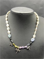 925 Silver w/ Pearl 16in Necklace, 
TW 21.8g