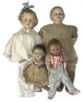 (4) Antique Composition, Plastic Baby Dolls