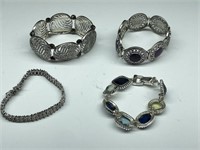 4 Silver Tone Bracelets