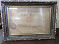 1886 Framed Capac Mi Resident Document