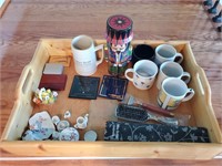 Miscellaneous lot in wooden tray