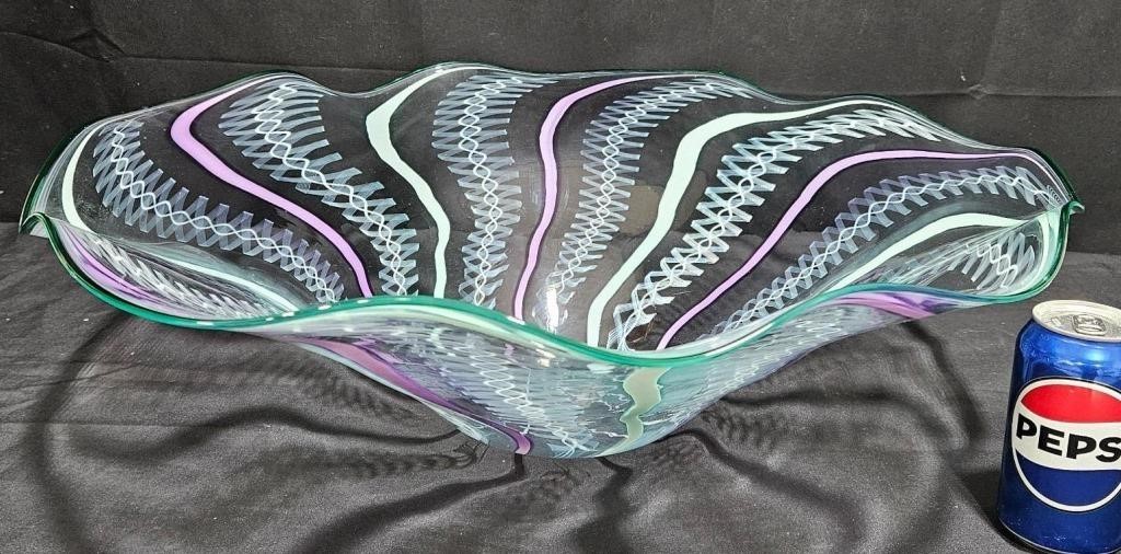 La Chaussee Studio Signed Art Glass Bowl Large