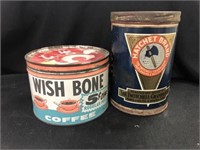 Wish Bone & Hatchet Brand Coffee Tins