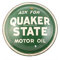 Quaker State Oil stamped metal circular sign
