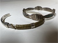 2 Stamped Stunning Sterling Mexican Bracelets
