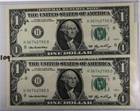 3 Series of 2006 $1 Federal Reserve Notes UNC