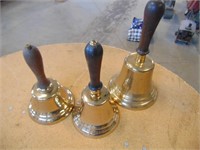 Set of 3 brass hand bells