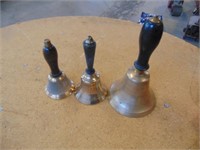 3 brass handbells