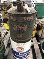 2, 5-gallon cans: Cities Service(dent), Gulf