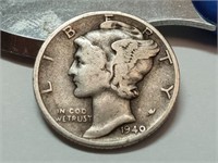 OF)  1940 Silver Mercury dime