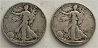 (2) Walking Liberty Half Dollars