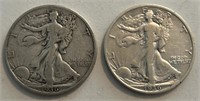 (2) Walking Liberty Half Dollars