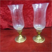 Etched glass candle holders.
