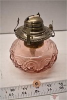 Small Pink Glass Coal Oil Lamp
