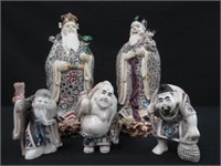 GROUP OF 5 ASIAN FIGURES (RESIN)
