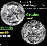 1983-d Washington Quarter 25c Grades GEM+ Unc