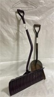 Ergonomic snow shovel and steel scoop shovel lot