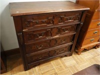 Four-drawer Victorian walnut chest (missing one