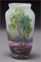 Daum Nancy scenic cameo art glass vase