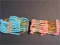 Pair of Beaded Stretch Cuff Bracelets