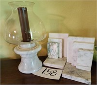 Marble Candle Lamp, Bookends