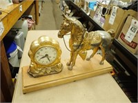 Antique Horse Clock - 17"L x 9"H