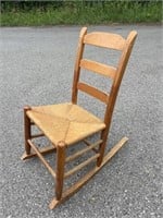 Antique Maple Rocking Chair w/Woven Cord Rush Seat