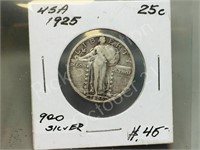 USA- 1925 Liberty silver quarter