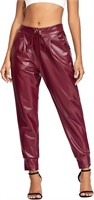 High Waist Faux Leather jogger pants