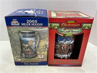 2003 BUDWEISER HOLIDAY BEER STEIN AND 2005 MILLER