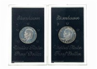 (2) 1971 s Proof IKE Dollars in Plastic Cases