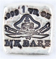 Coin 1 Troy Ounce of .999 Silver Bar MK Barz