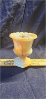 Slag Glass White/ Orange Tiny Urn