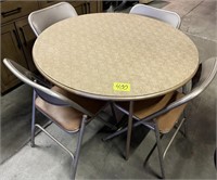 round folding table & 4 folding chairs