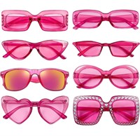 8 Mixed Style Colored Sunglasses in pink